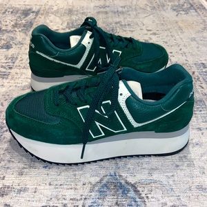 New Balance 574+ Stacked Green/White Women’s Sneaker size 8.5